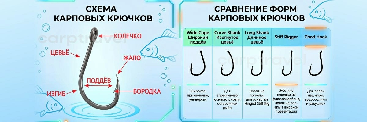 Анатомия карпового крючка: учимся читать форму