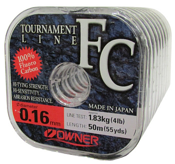 Леска Owner Tournament Fluorocarbon  50м 1,4кг/0,14мм Прозрачная 