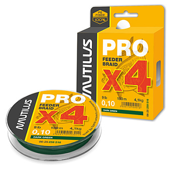 Плетеный шнур Nautilus Pro Feeder Braid  150м 4,1кг/0,10мм (Тёмно-зеленый ) 